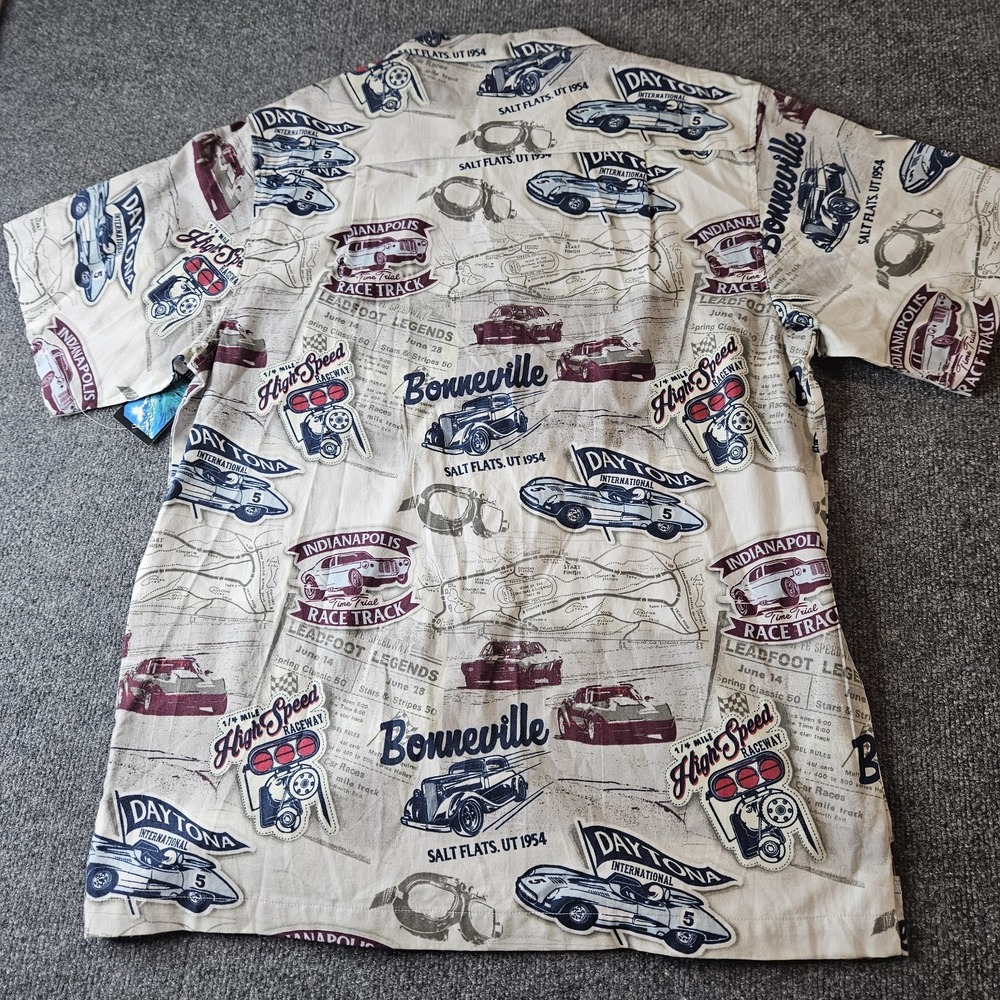 NWT Newport Blue Mens Hawaiian Aloha Shirt Size Large Speedway Daytona Indy - Picture 6 of 6